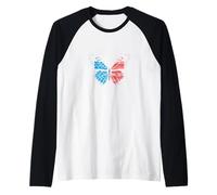 Butterfly USA Flag Raglan Baseball Tee