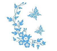 Butterfly Vine Decor Wall Stickers for Toilet Space Bathroom Decoration Waterproof PVC Material Designed for Humid Indoor Environments (8519 Light Blue)