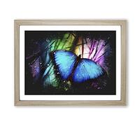 Butterfly Vol.6 Paint Splash Modern Art Framed Print | A4 Oak Framed Wall Art | Ready to Hang | Modern Animal Picture | Living Room Bedroom Lounge Office