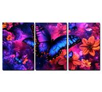 Butterfly Wall Art Painting,Canvas Wall Art Colorful Pattern with Frames,3 Pcs Canvas Paintings Pictures for Modern Home Bedroom Bathroom Hallway Room Decor,Gifts for Women,12x20inch/30x45cm,-f399b
