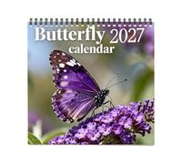 Butterfly Wall Calendar 2027 - Planner of 12 | Art | 21 x 21 cm, wire binding, perforated holes, for family room, nursery, school and classroom