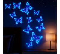Butterfly Wall Stickers 12pcs, Glow in The Dark Stickers Self Adhesive Butterfly Wall Sticker for Bedroom Living Room - Crystal Pattern