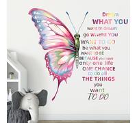 Butterfly Wall Stickers, Inspirational English Slogan Decals for Bedroom and Classroom, Positive Saying Wall Sticker for Kids Classroom Bedroom Wall Decor, Self-Adhesive PVC Wall Art