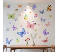 Butterfly Wall Stickers, Pink Purple Blue Butterfly Wall Decals, Removable and Reusable Art Murals for Girls to Decorating Bedrooms and Living Rooms