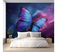 Butterfly Wallpaper for Living Room, Starry Sky Psychedelic Wall Mural for Bedroom 130x80 cm, Non-Woven Photo Wallpaper, Home Decor D&O50