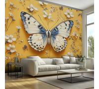 Butterfly Wallpaper & Wall Mural Self Adhesive, 450x315 cm - Yellow Floral Butterflies Home Wall Decor for Bedroom, Living Room - SWJE1612