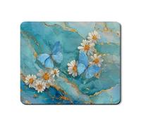 Butterfly Washer Dryer Top Protector Mat, Blue Floral Vintage Washing Machine Top Cover, Elegant Rubber Anti-slip Waterproof Washer And Dryer Mats for Laundry Room 20x24 Inch