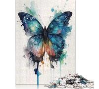 Butterfly Watercolor Puzzles 1000 Pieces Wood Puzzle Jigsaws for Adults Family Game for Adults And Teenagers 1000pcs (75x50cm)