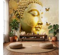 Butterfly Waves Buddha Art Mural Photo Wallpaper | Silk 350×256 CM Backdrop Wall Interior Decor, Buddha Face Lotus Butterfly Art Wallpaper Panel Wall, Murals Yoga Studios Living Room Hallway