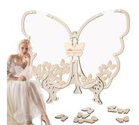 Butterfly Wedding Guest Book - 30x28x16CM Size, Wooden Material | Guest Sign-in Box for Ceremonies Parties Graduations Showers, Keepsake, Romantic Gift, Decorative Memory Holder, Butt