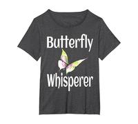 Butterfly Whisperer Lover Butterflies Gardener Gardening T-Shirt, Women's Plus, Dark Heather Grey, 2X