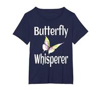 Butterfly Whisperer Lover Butterflies Gardener Gardening T-Shirt, Women's Plus, Navy Blue, 2X