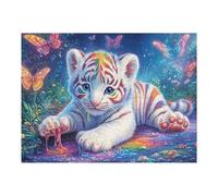 Butterfly White Tiger Cub 500 Pcs Jigsaw Puzzle Bundle Feline Starry Bloom Family Puzzle Lovers Fun Family Game Mindful Activity Spring Eco Friendly Cardboard 500 PCS