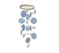 Butterfly Wind Chimes Outdoor, Natural Shell Windchimes for Garden Balcony, Boho Hanging Decor with Soothing Melody, Coastal Home Accents, 35cm Blue Green Colorful(Blue)