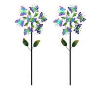 Butterfly Wind Spinner, 46 inch/117cm Kinetic Yard Sculpture 3D Wind Sculptures, Outdoor Windmill for Yard, Garden, Lawn Decor,A（2Packs）