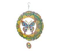 Butterfly Wind Spinner - Rustic Metal Art | Garden Sculpture - Colourful Design That Charming Backyard Accent On The Back Of The Patio Ideal For Balcony Porch