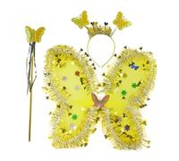 Butterfly Wing Costume for Children with Headband, Fairy Tale Party Costume, Polyester, Suitable for Stage Performances, Photography, Gift, yellow