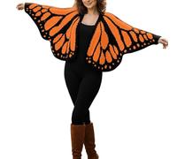 Butterfly Wing Knit Cardigan for Women Monarch Butterfly Shawl Wrap Open Front Long Sleeve Button Down Lightweight Ladies Sweater for womens Warm Indoor Casual Loungewear (Orange, A)