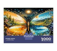 Butterfly Wing Nature 1000 Pieces Jigsaw Puzzle Bioluminescent Insect Art Premium Jigsaw Puzzle Extra-Thick Cardboard Jigsaw Puzzle Collector Mind Relaxation Office Break Travel 70x50cm/1