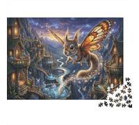Butterfly-Wing Squirrel 1000 Pcs Recycled Cardboard DIY Jigsaw Puzzle Cliff Castle Gift Cognitive Stimulation Group Activity Unique Pattern 38x26cm/1000pcs