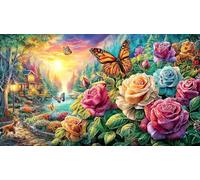 Butterfly-winged-dancer-among-roses Recycled Paper Jigsaw Puzzles 1000Pc Educational Games Fun and Challenging Family Game Great Gift Idea for Decompression 38x26/1000pcs