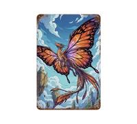 Butterfly-winged Dragon Soaring Through The Sky Vintage Tin Sign Decoration Accessory Suitable for Home Room Farmhouse Cafes Office Store 11.8"x7.9"