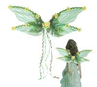 Butterfly Wings Costume | Soft Mesh Polyester Material | Colorful Fairy Wings With 3D Flowers and Adjustable Bands | Dress-Up Accessories for Girls and Women Cosplay Halloween or Festival Events
