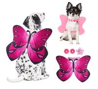 Butterfly Wings for Dogs Cats Dog Halloween Costume for Small Medium Large Dogs, Dog Cat Wing Pet Cosplay Costumes for Halloween, Christmas, Or Birthday Parties Pink Small