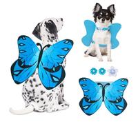 Butterfly Wings for Dogs Cats Dog Halloween Costume for Small Medium Large Dogs, Dog Cat Wing Pet Cosplay Costumes for Halloween, Christmas, Or Birthday Parties Blue Large