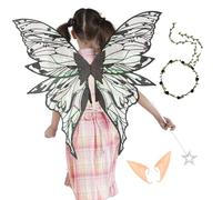 Butterfly Wings for Girls - Angel Wing Costume Set with Floral Headpiece Wand Ears - Cosplay Costume Accessories for Wedding Birthday Makeup Parties Princess Role-Playing