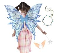 Butterfly Wings for Girls,Dress up Butterfly Angel Wing with Floral Garland Wand Ears - Cosplay Costume for Stage Wedding Holiday Performance Princess Role-Playing Party Favors