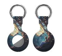 Butterfly Wings Glowing And Beauty Funny GPS Cases Holder with Key Chain Ring Protective Cover Compatible with Airtag 1PCS