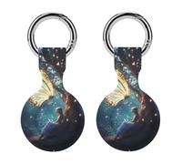 Butterfly Wings Glowing And Beauty Funny GPS Cases Holder with Key Chain Ring Protective Cover Compatible with Airtag 2PCS