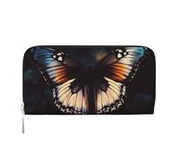 Butterfly Wings Leather Wallet For Women Girl, Zip Around Credit Card Holder Long Pu Wallet Clutch Purse Waterproof Travel Handbag