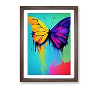 Butterfly With Dripping Paint No.1 Framed Print | A4 Walnut Framed Wall Art | Ready to Hang | Modern Animal Picture | Living Room Bedroom Lounge Office