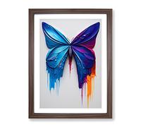 Butterfly With Dripping Paint No.4 Framed Print | A2 Walnut Framed Wall Art | Ready to Hang | Modern Animal Picture | Living Room Bedroom Lounge Office