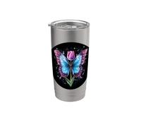 Butterfly with Flowering Tulip Stainless Steel Insulated Tumbler