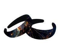 Butterfly with Flowers in the Starry Sky Sparkle Trail Womens Headbands, Vintage Thick Hair Bands, 2 Packs Velvet Padded Headbands for Girls, Wide Hair Band Hoops