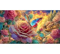 Butterfly-with-Rose-in-Cosmic-Temple Puzzle Game 1000 Piece Recycled Paper Impossible Hard Difficult Challenging for Women, Gifts for Men for Decompression 38x52/1000pcs