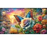 Butterfly-with-Rose-in-Cosmic-Temple Recycled Paper Jigsaw Puzzle 1000 Pieces Great Gift Idea Educational Games for Women, Gifts for Men Beautiful Decoration Puzzle 38x26/1000pcs