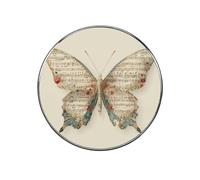Butterfly with Small Floral Music Pattern Fridge Magnets DIY Art Round Magnetic Refrigerator Sticker for Home Kitchen Car Garage Decor