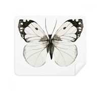 Butterfly with White Dark Wings Phone Screen Cleaner Glasses Cleaning Cloth 2pcs Suede Fabric