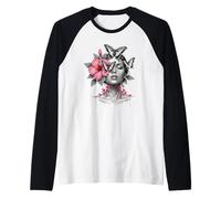 Butterfly Woman Floral Portrait Tropical Beauty Mother’s Day Raglan Baseball Tee