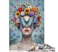 Butterfly Woman Flower Crown Jigsaw Puzzle 300 Pieces, Decorative Design