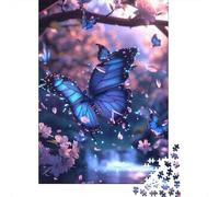 Butterfly Wooden 1000 Pieces Jigsaw Puzzle for Adults Creative Rectangular Puzzle Brain Exercise Challenge Game 1000pcs (75x50cm)