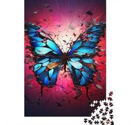 Butterfly Wooden Jigsaw Puzzles 1000 Pieces Jigsaw Creative Rectangular Large Family Puzzle Game Artwork for Adults Teens 1000pcs (75x50cm)