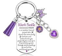 Butterfly Work Bestie Keychain, Friendship Gifts for Coworkers, Cute Purple Charm Key Chain for Women Friends, Purple a, 3x3 cm