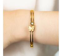 Butterfly Zircon Animal Themed Slim Magnetic Design Bangle Bracelet The Colourful Aura Gold One Size