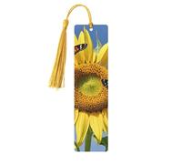 Butterflys On The Sunflowers Wooden Bookmarks 5pcs with Gold Tassels Handmade Double-Sided Printed Book Marks Page Markers Book Accessories Gift for Book Lovers Women Men