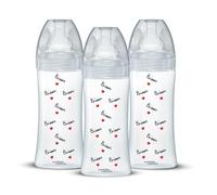 ButterFox DODIE Lot de 3 Biberons anti-colique, Mathilde Cabanas, Tetine Plate, 330mL